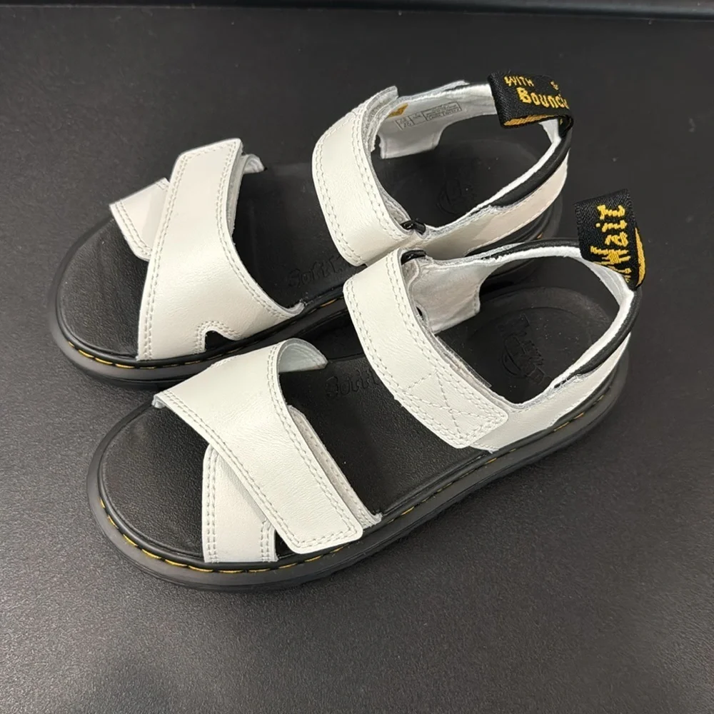 Dr. Martens Vossie Kids White T Lamper Leather Sandals Size 1 New